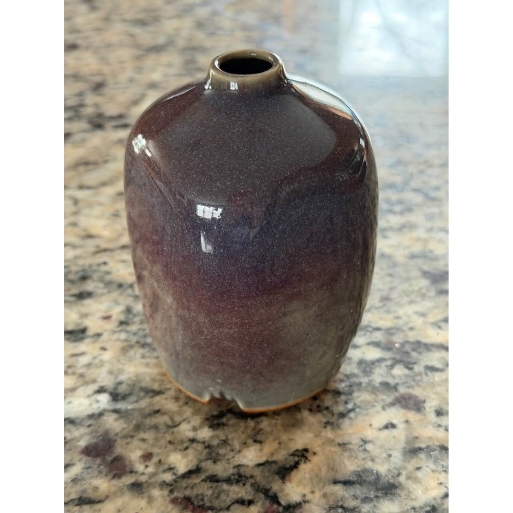Vintage Larry Laslo for Mikasa Purple Pottery Ceramic Bud Vase Japan Postmodern